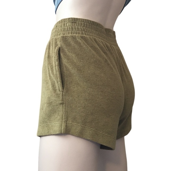 Nordstrom Treasure & Bond Stretch Terry Cloth Hi Rise Shorts pockets Khaki NWOT - Picture 3 of 11